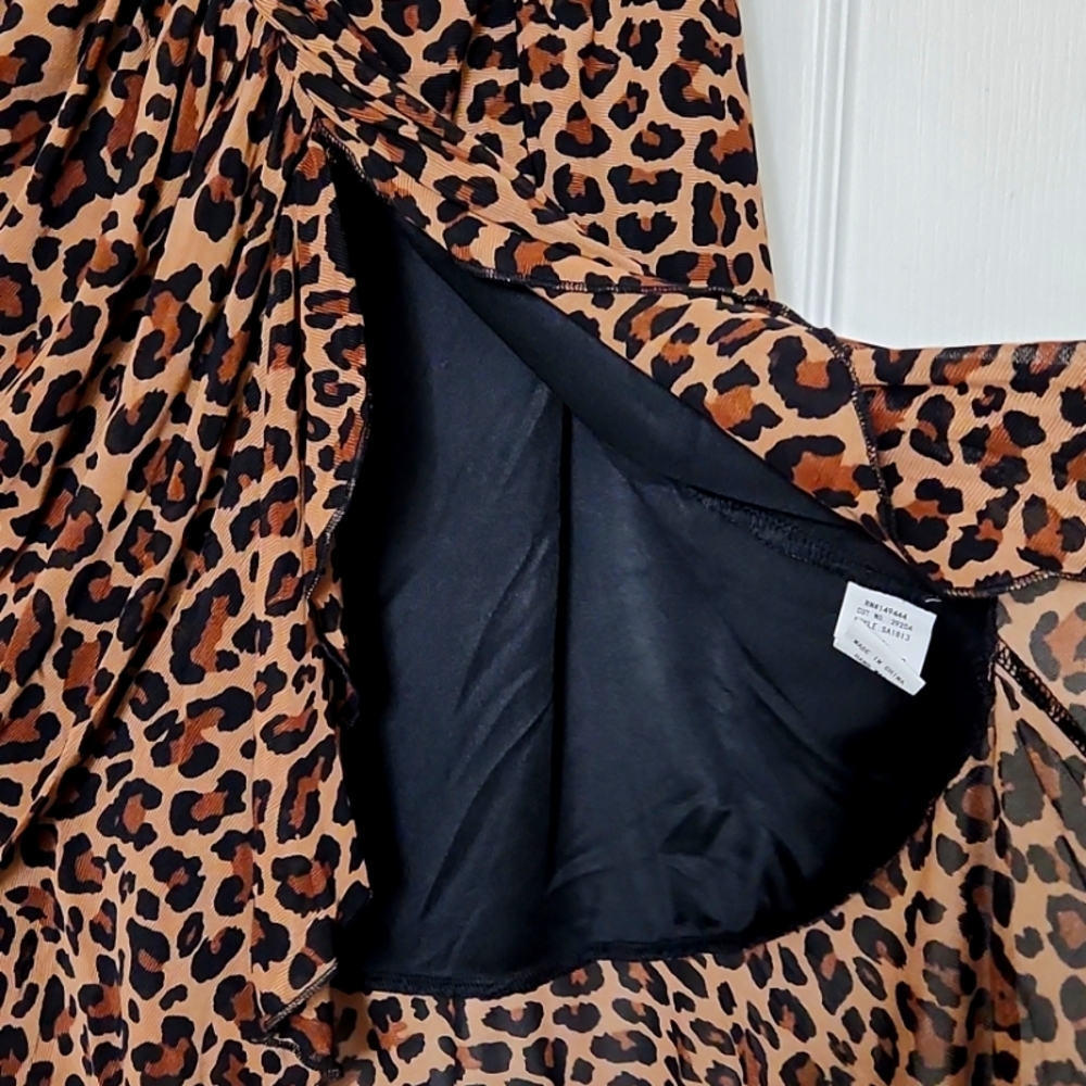 NWT Ember Leopard Printed Black/Brown/Tan Midi Skirt, US Size XL - Picture 2 of 5